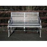 A galvanised wrought iron Garden Bench on scroll supports 3ft 8in W