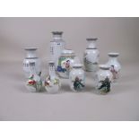 Eight Chinese Republic-style porcelain Vases, mid 20th Century, variously decorated in famille