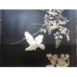 A 19th Century Japanese Shibayana two leaf Screen with carved ivory detail of birds amongst