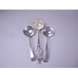 Two George III silver Sauce Ladles old english pattern, London 1804 and Newcastle, circa 1800, and a