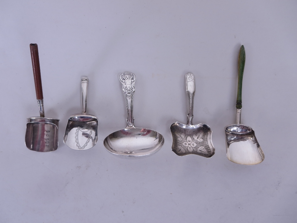 A Group of five various Georgian Caddy Spoons, all with Birmingham hallmarks