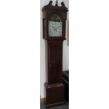 A 19th Century mahogany Longcase Clock inscribed Jn. Chance, Chepstow, with blind fret carved swan