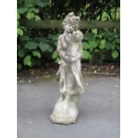 A Garden Figure of a Woman and Child, 2ft 3in H