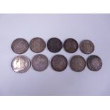 Crowns 1819 LIX x 2, 1821 and 1893 LVI and Double Florins 1857 x 4 and 1889 (10)