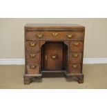 An 18th Century mahogany kneehole Dressing Table, the moulded caddy top above a brushing slide,