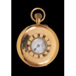 An 18ct gold cased Half Hunter Pocket Watch, the white enamel dial with roman numerals and