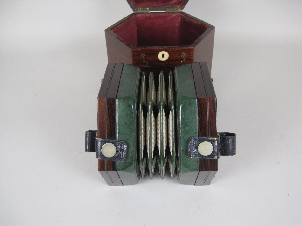 A 19th Century rosewood cased hexagonal Concertina, labelled C Wheatstone, Inventor, 20 Conduit - Image 7 of 10
