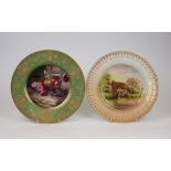 Two Royal Worcseter cabinet Plates, one painted by Bill Bagnall depicting fruit and flowers on a