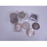 US Silver Dollars, 1881 S, 1883 0 and 1921 x 2, three US Dollar type Rounds, along with four Austria