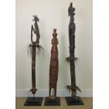 Two Iatmul Lime Containers and a Ramu Spirit Figure, Sepik, Papua New Guinea, the bamboo receptacles