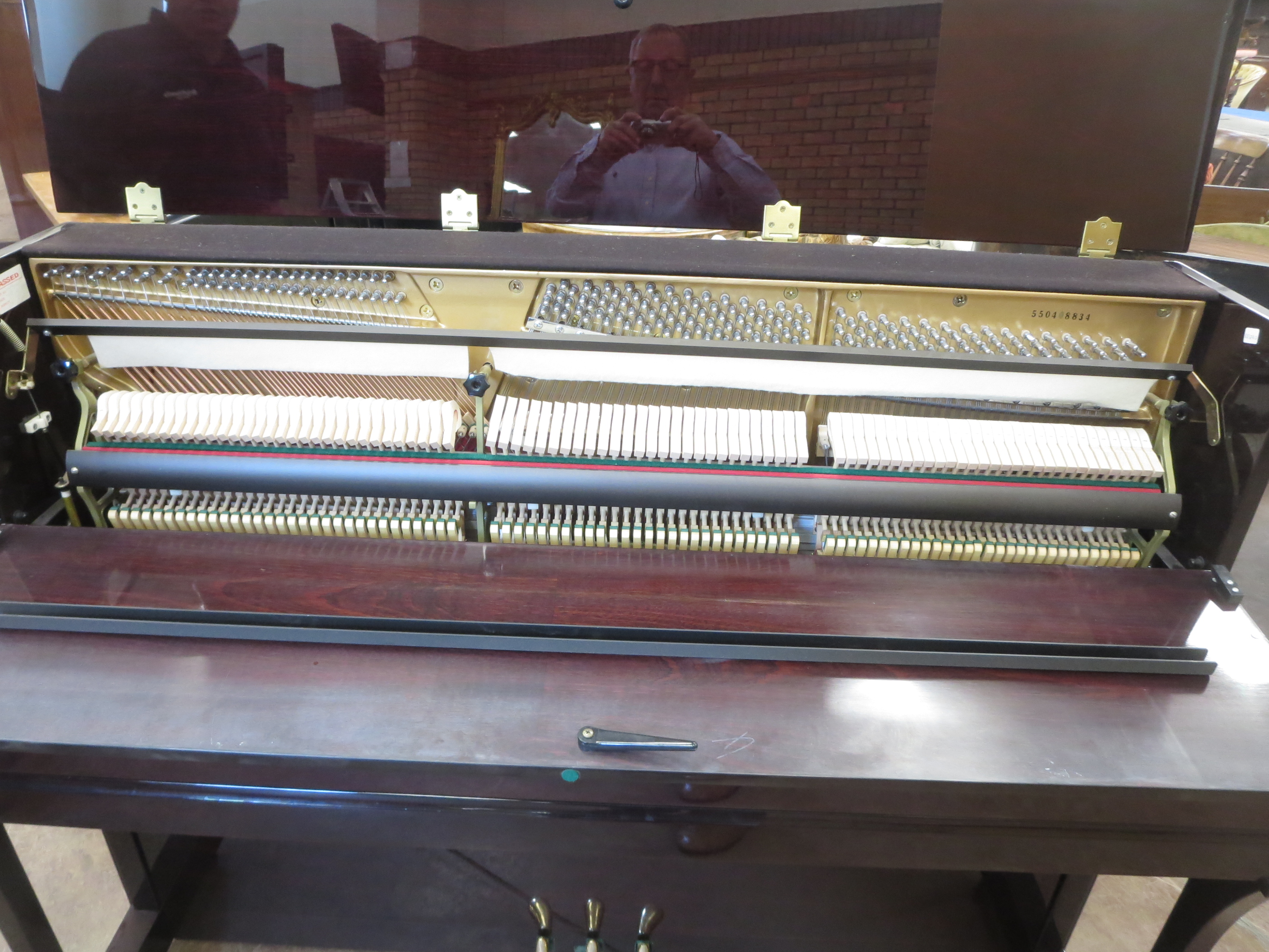 A good quality modern upright Piano by W Streicher, 7 1/4 octaves, iron frame, overstrung, in highly - Image 7 of 9