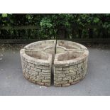 A 'Sandford Stone' set of four Garden Planters forming a circle with brick design, 12in H, max