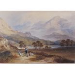 CHARLES FREDERICK BUCKLEY (1812-1869)A Highland Loch landscape with figures alighting from a boat;