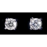 A pair of Diamond Ear Studs each claw-set brilliant-cut stone, estimated total diamond weight 0.