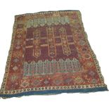 A rare 19th Century Bergama Rug, West Turkey, 19th Century, 7ft 8in x 5ft 10in (worn)Footnote: Cf.
