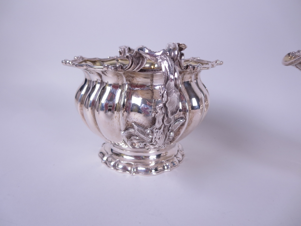 A George IV silver two-handled Sugar Bowl and Milk Jug with gilt interiors, finely decorated fruit - Image 3 of 5