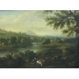 FOLLOWER OF JAN BOTH (c. 1615-1652)An extensive river landscape, with drovers and animals on a