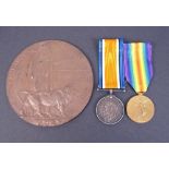 Pair: BRITISH WAR & VICTORY MEDALS (49097 Pte. H. Baker S. Wales Bord), MEMORIAL PLAQUE (HENRY