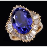 A Tanzanite and Diamond Ballerina Cluster Ring claw-set oval-cut fine tanzanite, estimated 11.50cts,