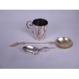 Three Items of Norwegian silver by Marius Hammer: Caddy Spoon with spiral stem and engraved