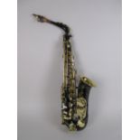 A French Selmer Alto Saxophone Super 80 Series II with otto link mouthpiece and black lacquer finish