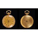 A Victorian open faced key wind Pocket Watch, the engraved dial with roman numerals within foliate