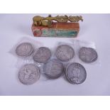 Crowns 1819, 1889, 1890 x 2, 1896 LV and 1900 LXIV, an 1887 Double Florin and a boxed set of