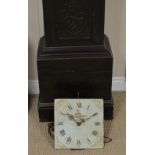 A 19th Century Longcase Clock with square painted dial, 30-hour movement in stained and carved case,