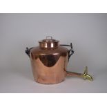 A large copper Stock Pot with steel swing handle and brass tap