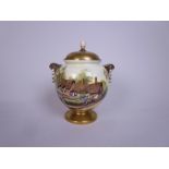 A Royal Worcester two handled ovoid Jar and Cover decorated Anne Hathaway's Cottage, signed C.