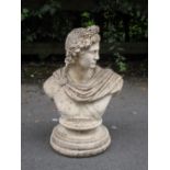 A Garden Figure of a Roman Bust, 1ft 9in H