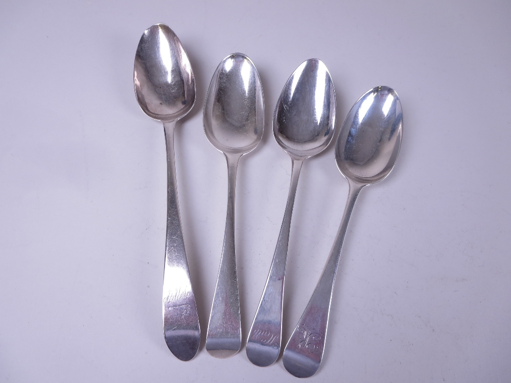 Four Georgian silver Table Spoons old english pattern, one Dublin 1767, maker: John Shields