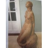 RICHARD GARBE, 1876-1957: a plaster Sculpture of a Mermaid on a shell base, 4ft 2in, signed