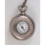 A Georgian silver pair cased Half Hunter Pocket Watch, the white enamel dial with roman numerals and