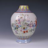 A Chinese famille rose porcelain "Boys" Vase, early 20th Century, apocryphal iron red Qianlong 6-