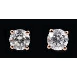 A pair of Diamond Ear Studs each claw-set brilliant-cut stone, estimated total weight 0.80cts, in