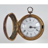 An 18th Century gilt and tortoiseshell pair cased key wind Pocket Watch by Sam Harley, Shrewsbury,