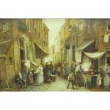 SOMMERSHUIZEN ( fl c 1880-1920)An east European street scene with figures at a soup kitchenoil on