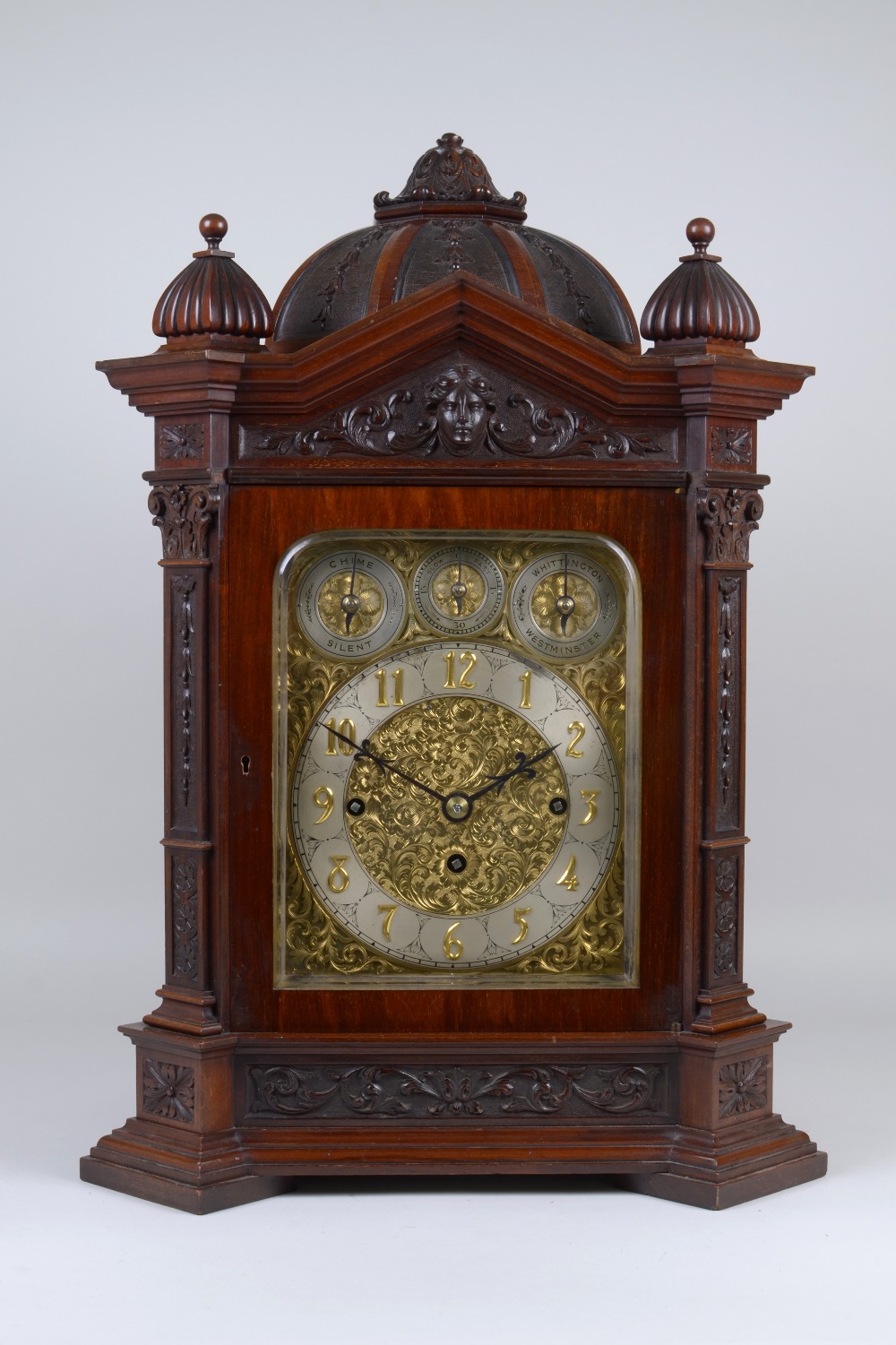 A 19th Century Bracket Clock having three train fusee striking and chiming movement, engraved