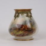 A Royal Worcester porcelain pot pourri Vase painted by Harry Stinton, decorated with Highland