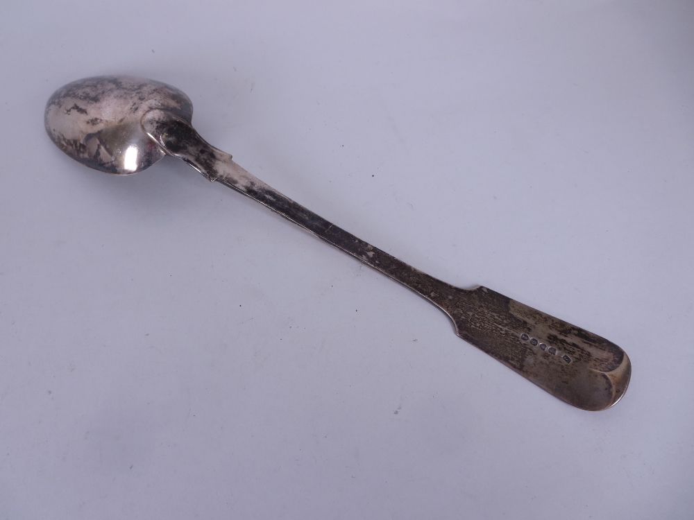 A George IV silver Basting Spoon, fiddle pattern engraved initial B, London 1828 - Image 2 of 2