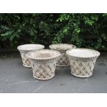 A set of four composition Garden Planters with lattice designs, 1ft 9in diam x 15in H