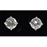 A pair of Diamond Ear Studs each claw-set brilliant-cut stone, total diamond weight 2.25cts, in