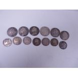 George II Shillings 1743, 1745 LIMA x 2, and 1758 x 3, Sixpences 1739, 1757 x 3, 1758 x 2 and one