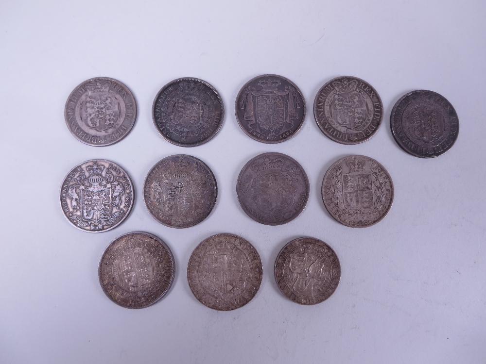 Half Crowns 1816, 1818, 1819 x 2, 1821, 1826 x 2, 1836, 1887 x 2, and 1897, and Florin 1901 (12) - Image 2 of 2