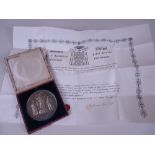 Pope PIO IX (1846-1878) 70mm silver Medal, dated 1867, in case with an associated certificate