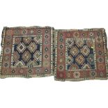 A pair of Kurdish (Senjabi) flatweave Bag Faces, 1ft 9in x 1ft 10in (2)