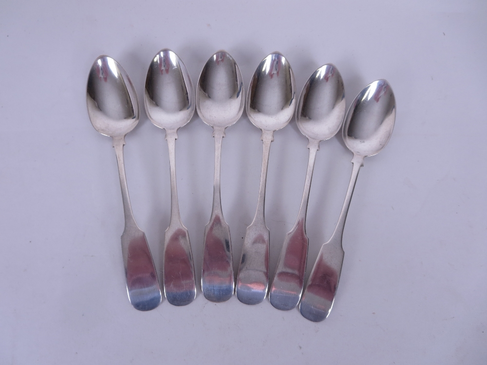 Six early 19th Century Scottish Provincial silver Teaspoons, fiddle pattern, Dundee circa 1820-40,