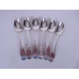 Six early 19th Century Scottish Provincial silver Teaspoons, fiddle pattern, Dundee circa 1820-40,