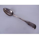 A George IV silver Basting Spoon, fiddle pattern engraved initial B, London 1828